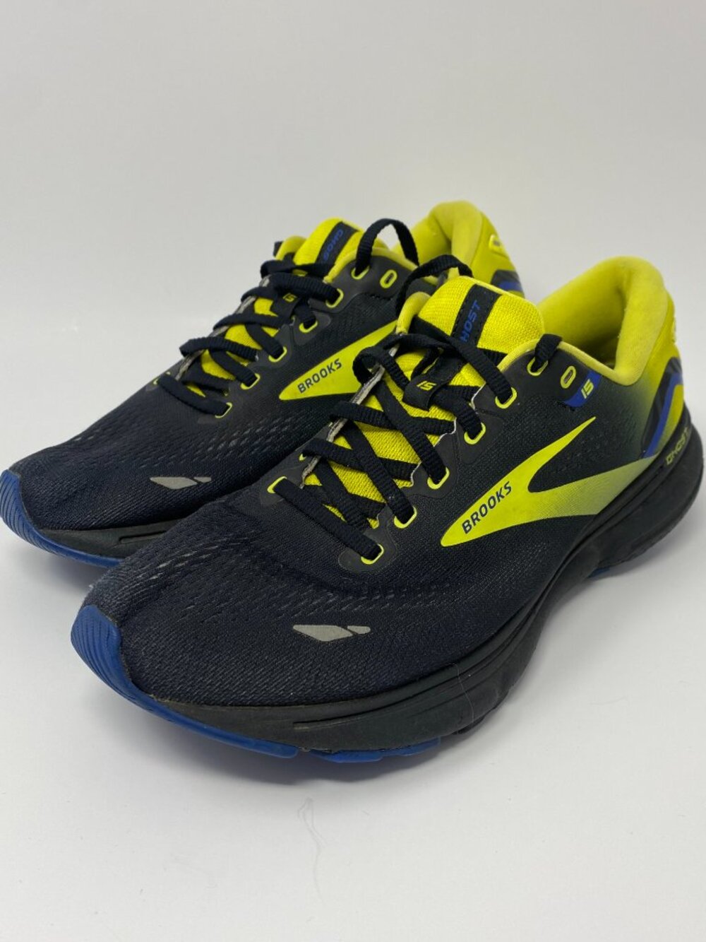 Brooks Ghost 15 Mens Running Shoes Size 8.5 Medium (D) Black Yellow Sneakers